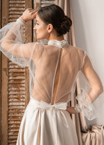 Panna Młoda Bolerka bolerka, narzutki, sweterki delikatne bolerko z tiulu, bolerko na letni ślub, bolerko ślubne z koralikami, delikatna narzutka na suknię ślubną, bolerko do sukni ślubnej, 4