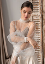 Panna Młoda Bolerka bolerka, narzutki, sweterki delikatne bolerko z tiulu, bolerko na letni ślub, bolerko ślubne z koralikami, delikatna narzutka na suknię ślubną, bolerko do sukni ślubnej, 6