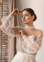 Panna Młoda Bolerka bolerka, narzutki, sweterki delikatne bolerko z tiulu, bolerko na letni ślub, bolerko ślubne z koralikami, delikatna narzutka na suknię ślubną, bolerko do sukni ślubnej, 7