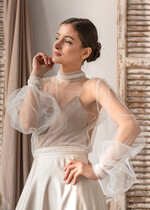 Panna Młoda Bolerka bolerka, narzutki, sweterki delikatne bolerko z tiulu, bolerko na letni ślub, bolerko ślubne z koralikami, delikatna narzutka na suknię ślubną, bolerko do sukni ślubnej, 8