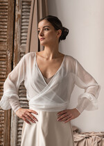 Panna Młoda Bolerka bolerka, narzutki, sweterki Narzutka na letni ślub, Bolerko kopertowe, eleganckie bolerko ślubne, bolerko do sukni ślubnej, delikatne bolerko ślubne, letnia narzutka ślubna12