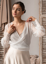 Panna Młoda Bolerka bolerka, narzutki, sweterki Narzutka na letni ślub, Bolerko kopertowe, eleganckie bolerko ślubne, bolerko do sukni ślubnej, delikatne bolerko ślubne, letnia narzutka ślubna4