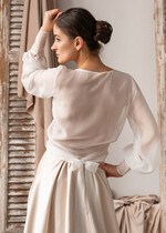 Panna Młoda Bolerka bolerka, narzutki, sweterki Narzutka na letni ślub, Bolerko kopertowe, eleganckie bolerko ślubne, bolerko do sukni ślubnej, delikatne bolerko ślubne, letnia narzutka ślubna5