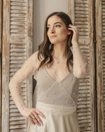 Panna Młoda Bolerka bolerka, narzutki, sweterki perełkowe bolerko na letni ślub, bolerko z perełkami dla Panny Młodej, bolerko do sukni ślubnej w kolorze ecru, narzutka z perełkami do sukni ślubnej0