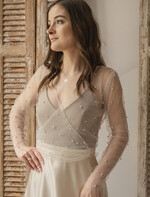 Panna Młoda Bolerka bolerka, narzutki, sweterki perełkowe bolerko na letni ślub, bolerko z perełkami dla Panny Młodej, bolerko do sukni ślubnej w kolorze ecru, narzutka z perełkami do sukni ślubnej1