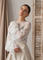 Panna Młoda Bolerka bolerka, narzutki, sweterki szyfonowe bolerko ślubne, narzutka ślubna z szyfonu, bolerko do sukni ślubnej, bolerko ecru z szyfonu1