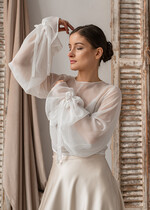 Panna Młoda Bolerka bolerka, narzutki, sweterki szyfonowe bolerko ślubne, narzutka ślubna z szyfonu, bolerko do sukni ślubnej, bolerko ecru z szyfonu7