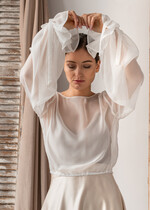 Panna Młoda Bolerka bolerka, narzutki, sweterki szyfonowe bolerko ślubne, narzutka ślubna z szyfonu, bolerko do sukni ślubnej, bolerko ecru z szyfonu9