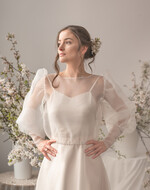 Panna Młoda Bolerka bolerka, narzutki, sweterki Boleko slubne boho, Bluzeczka slubna organzowa, Okrycie ślubne mgiełka , Narzutka na suknię ślubną, delikatne bolerko do sukienki slubnej7