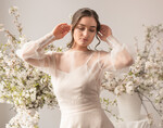 Panna Młoda Bolerka bolerka, narzutki, sweterki Boleko slubne boho, Bluzeczka slubna organzowa Odkryte Plecy, Okrycie ślubne mgiełka , Narzutka na suknię ślubną,3