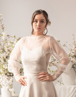 Panna Młoda Bolerka bolerka, narzutki, sweterki Boleko slubne boho, Bluzeczka slubna organzowa Odkryte Plecy, Okrycie ślubne mgiełka , Narzutka na suknię ślubną,0