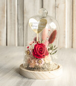 Prezenty, Podziękowania dla Rodziców Kompozycje Kwiatowe / Flowerboxy Podziękowania dla Rodziców flowerbox z suszonych kwiatów, Wieczna róża Podziękowanie od Młodej Pary kwiaty w szklanej kopule, pomysł na prezent dla Rodziców lub Mamy11