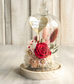 Prezenty, Podziękowania dla Rodziców Kompozycje Kwiatowe / Flowerboxy Podziękowania dla Rodziców flowerbox z suszonych kwiatów, Wieczna róża Podziękowanie od Młodej Pary kwiaty w szklanej kopule, pomysł na prezent dla Rodziców lub Mamy12