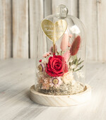 Prezenty, Podziękowania dla Rodziców Kompozycje Kwiatowe / Flowerboxy Podziękowania dla Rodziców flowerbox z suszonych kwiatów, Wieczna róża Podziękowanie od Młodej Pary kwiaty w szklanej kopule, pomysł na prezent dla Rodziców lub Mamy13