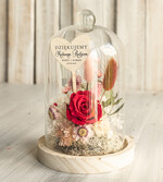 Prezenty, Podziękowania dla Rodziców Kompozycje Kwiatowe / Flowerboxy Podziękowania dla Rodziców flowerbox z suszonych kwiatów, Wieczna róża Podziękowanie od Młodej Pary kwiaty w szklanej kopule, pomysł na prezent dla Rodziców lub Mamy1