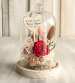 Prezenty, Podziękowania dla Rodziców Kompozycje Kwiatowe / Flowerboxy Podziękowania dla Rodziców flowerbox z suszonych kwiatów, Wieczna róża Podziękowanie od Młodej Pary kwiaty w szklanej kopule, pomysł na prezent dla Rodziców lub Mamy6