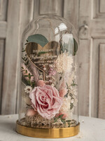 Prezenty, Podziękowania dla Rodziców Kompozycje Kwiatowe / Flowerboxy podziękowania dla Rodziców flowerbox z suszonych kwiatów, kompozycja z suszonych kwiatów w szklanej kopule, różowa wieczna róża, pomysł na prezent dla rodziców3