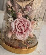 Prezenty, Podziękowania dla Rodziców Kompozycje Kwiatowe / Flowerboxy podziękowania dla Rodziców flowerbox z suszonych kwiatów, kompozycja z suszonych kwiatów w szklanej kopule, różowa wieczna róża, pomysł na prezent dla rodziców4