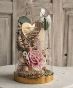 Prezenty, Podziękowania dla Rodziców Kompozycje Kwiatowe / Flowerboxy podziękowania dla Rodziców flowerbox z suszonych kwiatów, kompozycja z suszonych kwiatów w szklanej kopule, różowa wieczna róża, pomysł na prezent dla rodziców0