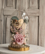 Prezenty, Podziękowania dla Rodziców Kompozycje Kwiatowe / Flowerboxy podziękowania dla Rodziców flowerbox z suszonych kwiatów, kompozycja z suszonych kwiatów w szklanej kopule, różowa wieczna róża, pomysł na prezent dla rodziców5