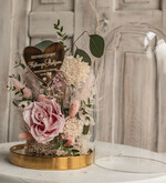 Prezenty, Podziękowania dla Rodziców Kompozycje Kwiatowe / Flowerboxy podziękowania dla Rodziców flowerbox z suszonych kwiatów, kompozycja z suszonych kwiatów w szklanej kopule, różowa wieczna róża, pomysł na prezent dla rodziców1