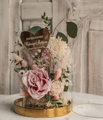 Prezenty, Podziękowania dla Rodziców Kompozycje Kwiatowe / Flowerboxy podziękowania dla Rodziców flowerbox z suszonych kwiatów, kompozycja z suszonych kwiatów w szklanej kopule, różowa wieczna róża, pomysł na prezent dla rodziców6