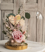 Prezenty, Podziękowania dla Rodziców Kompozycje Kwiatowe / Flowerboxy podziękowania dla Rodziców flowerbox z suszonych kwiatów, kompozycja z suszonych kwiatów w szklanej kopule, różowa wieczna róża, pomysł na prezent dla rodziców7