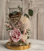 Prezenty, Podziękowania dla Rodziców Kompozycje Kwiatowe / Flowerboxy podziękowania dla Rodziców flowerbox z suszonych kwiatów, kompozycja z suszonych kwiatów w szklanej kopule, różowa wieczna róża, pomysł na prezent dla rodziców6