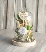 Prezenty, Podziękowania dla Rodziców Kompozycje Kwiatowe / Flowerboxy Personalizowane podziękowania dla Rodziców flowerbox z suszonych kwiatów, Wieczna róża Podziękowanie od Młodej Pary kwiaty w szklanej kopule, pomysł na prezent dla Rodziców lub Mamy3