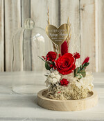 Prezenty, Podziękowania dla Rodziców Kompozycje Kwiatowe / Flowerboxy Personalizowane podziękowania dla Rodziców flowerbox z suszonych kwiatów, Wieczna róża Podziękowanie od Młodej pary w szklanej kopule, pomysł na prezent Rodzicom lub Mamie 4