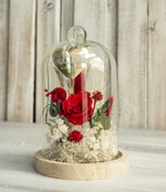 Prezenty, Podziękowania dla Rodziców Kompozycje Kwiatowe / Flowerboxy Personalizowane podziękowania dla Rodziców flowerbox z suszonych kwiatów, Wieczna róża Podziękowanie od Młodej pary w szklanej kopule, pomysł na prezent Rodzicom lub Mamie 1