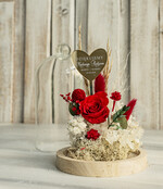 Prezenty, Podziękowania dla Rodziców Kompozycje Kwiatowe / Flowerboxy Personalizowane podziękowania dla Rodziców flowerbox z suszonych kwiatów, Wieczna róża Podziękowanie od Młodej pary w szklanej kopule, pomysł na prezent Rodzicom lub Mamie 2