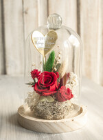 Prezenty, Podziękowania dla Rodziców Kompozycje Kwiatowe / Flowerboxy Podziękowania dla Rodziców flowerbox z suszonych kwiatów, Wieczna róża Podziękowanie od Młodej Pary kwiaty w szklanej kopule, pomysł na prezent dla Rodziców lub Mamy0