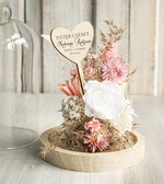 Prezenty, Podziękowania dla Rodziców Kompozycje Kwiatowe / Flowerboxy Podziękowania dla Rodziców flowerbox z suszonych kwiatów, Wieczna róża Podziękowanie od Młodej Pary kwiaty w szklanej kopule, pomysł na prezent dla Rodziców lub Mamy2