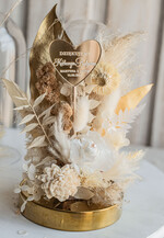 Prezenty, Podziękowania dla Rodziców Kompozycje Kwiatowe / Flowerboxy podziękowanie dla Rodziców na weselu, kwiaty dla Rodziców na prezent, suszone kwiaty w szkle, biała wieczna róża, prezent dla Rodziców kwiaty w szklanej kopule11