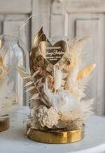 Prezenty, Podziękowania dla Rodziców Kompozycje Kwiatowe / Flowerboxy podziękowanie dla Rodziców na weselu, kwiaty dla Rodziców na prezent, suszone kwiaty w szkle, biała wieczna róża, prezent dla Rodziców kwiaty w szklanej kopule7