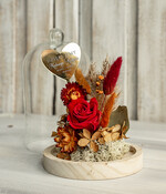 Prezenty, Podziękowania dla Rodziców Kompozycje Kwiatowe / Flowerboxy Personalizowane podziękowania dla Rodziców flowerbox z suszonych kwiatów, Wieczna róża Podziękowanie od Młodej pary w szklanej kopule, pomysł na prezent Rodzicom lub Mamie 0