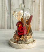 Prezenty, Podziękowania dla Rodziców Kompozycje Kwiatowe / Flowerboxy Personalizowane podziękowania dla Rodziców flowerbox z suszonych kwiatów, Wieczna róża Podziękowanie od Młodej pary w szklanej kopule, pomysł na prezent Rodzicom lub Mamie 1