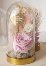 Prezenty, Podziękowania dla Rodziców Kompozycje Kwiatowe / Flowerboxy prezent dla Rodziców na wesele, kwiaty dla Rodziców podziękowanie, suszone kwiaty w szkle, różowa wieczna róża, podziękowanie dla Rodziców kwiaty w szklanej kopułce4