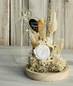 Prezenty, Podziękowania dla Rodziców Kompozycje Kwiatowe / Flowerboxy Personalizowane podziękowania dla Rodziców flowerbox z suszonych kwiatów, Wieczna róża Podziękowanie od Młodej pary w szklanej kopule, pomysł na prezent Rodzicom lub Mamie 0