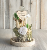 Prezenty dla Mamy kwiaty flowerboxy kompozycja kwiatowa w szklanej kopule, prezent dla mamy flowerbox z suszonych kwiatów, suszone kwiaty w szkle, prezent na dzień mamy kwiaty8