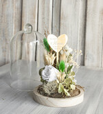 Prezenty dla Mamy flowerboxy, box ze słodyczami  kompozycja kwiatowa w szklanej kopule, prezent dla mamy flowerbox z suszonych kwiatów, suszone kwiaty w szkle, prezent na dzień mamy kwiaty5