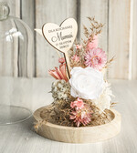 Prezenty dla Mamy flowerboxy, box ze słodyczami  wieczna róża w szklanej kopule, prezent dla mamy flowerbox z suszonych kwiatów, suszone kwiaty w szkle, kompozycja kwiatowa w kopułce ze szkła 3