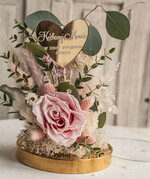Prezenty dla Mamy flowerboxy, box ze słodyczami  różowa wieczna róża w szklanej kopule, prezent dla mamy flowerbox z suszonych kwiatów, suszone kwiaty w szkle, kompozycja kwiatowa w kopułce ze szkła 10