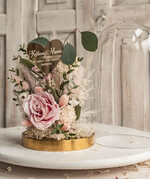 Prezenty dla Mamy flowerboxy, box ze słodyczami  różowa wieczna róża w szklanej kopule, prezent dla mamy flowerbox z suszonych kwiatów, suszone kwiaty w szkle, kompozycja kwiatowa w kopułce ze szkła 11