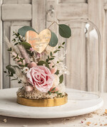 Prezenty dla Mamy flowerboxy, box ze słodyczami  różowa wieczna róża w szklanej kopule, prezent dla mamy flowerbox z suszonych kwiatów, suszone kwiaty w szkle, kompozycja kwiatowa w kopułce ze szkła 12