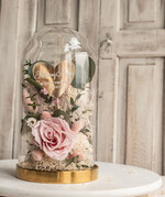 Prezenty dla Mamy flowerboxy, box ze słodyczami  różowa wieczna róża w szklanej kopule, prezent dla mamy flowerbox z suszonych kwiatów, suszone kwiaty w szkle, kompozycja kwiatowa w kopułce ze szkła 3
