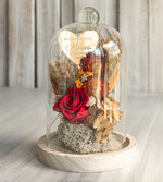 Prezenty dla Mamy kwiaty flowerboxy flowerbox, pomysł na prezent na dzień mamy, prezent dla mamy kwiaty w kopule kompozycja z kwiatów suszonych wieczne roze, kwiaty w szkle, bordowa wieczna róża4