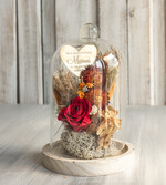 Prezenty dla Mamy flowerboxy, box ze słodyczami  flowerbox, pomysł na prezent na dzień mamy, prezent dla mamy kwiaty w kopule kompozycja z kwiatów suszonych wieczne roze, kwiaty w szkle, bordowa wieczna róża5