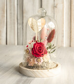 Prezenty dla Mamy kwiaty flowerboxy kompozycja kwiatowa w szklanej kopule, prezent dla mamy flowerbox z suszonych kwiatów, suszone kwiaty w szkle, prezent na dzień mamy kwiaty8